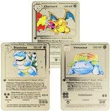 Load image into Gallery viewer, Blastoise, Charizard &amp; Venusaur Base Set Custom Metal Pokemon Cards
