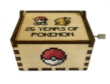 Load image into Gallery viewer, 25 Years of Pokemon Hand-cranked Wooden Music Box
