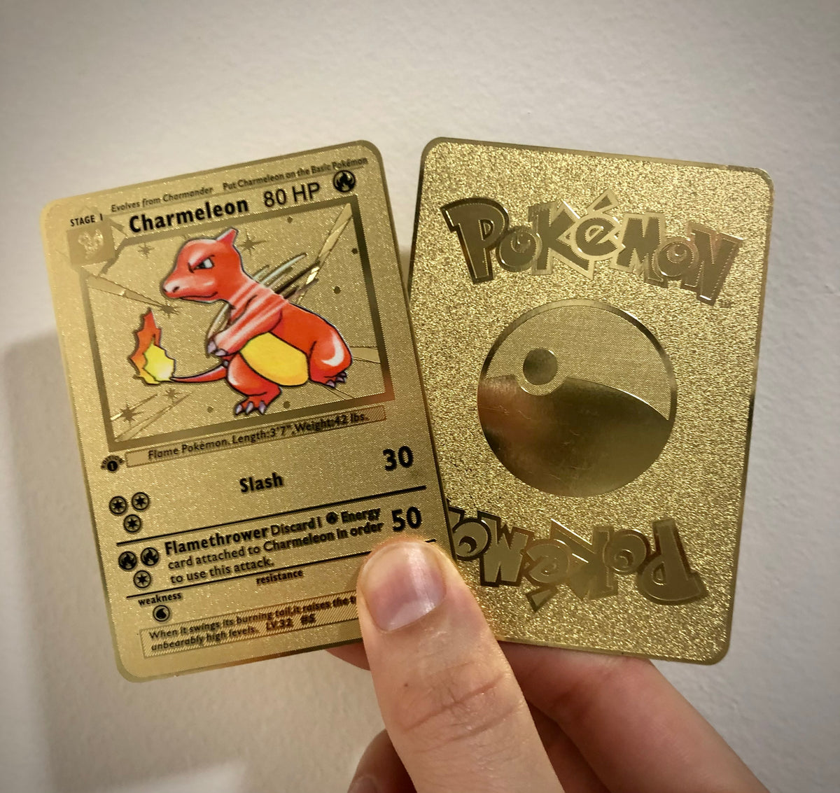 Pokemon Gold card Generic Charizard 1st Edition Charmeleon and Charmander  Base Set Metal Collection Pokemon Cards