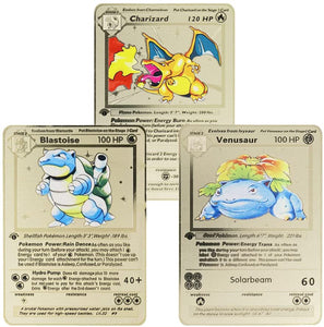 Blastoise, Charizard & Venusaur Base Set Custom Metal Pokemon Cards