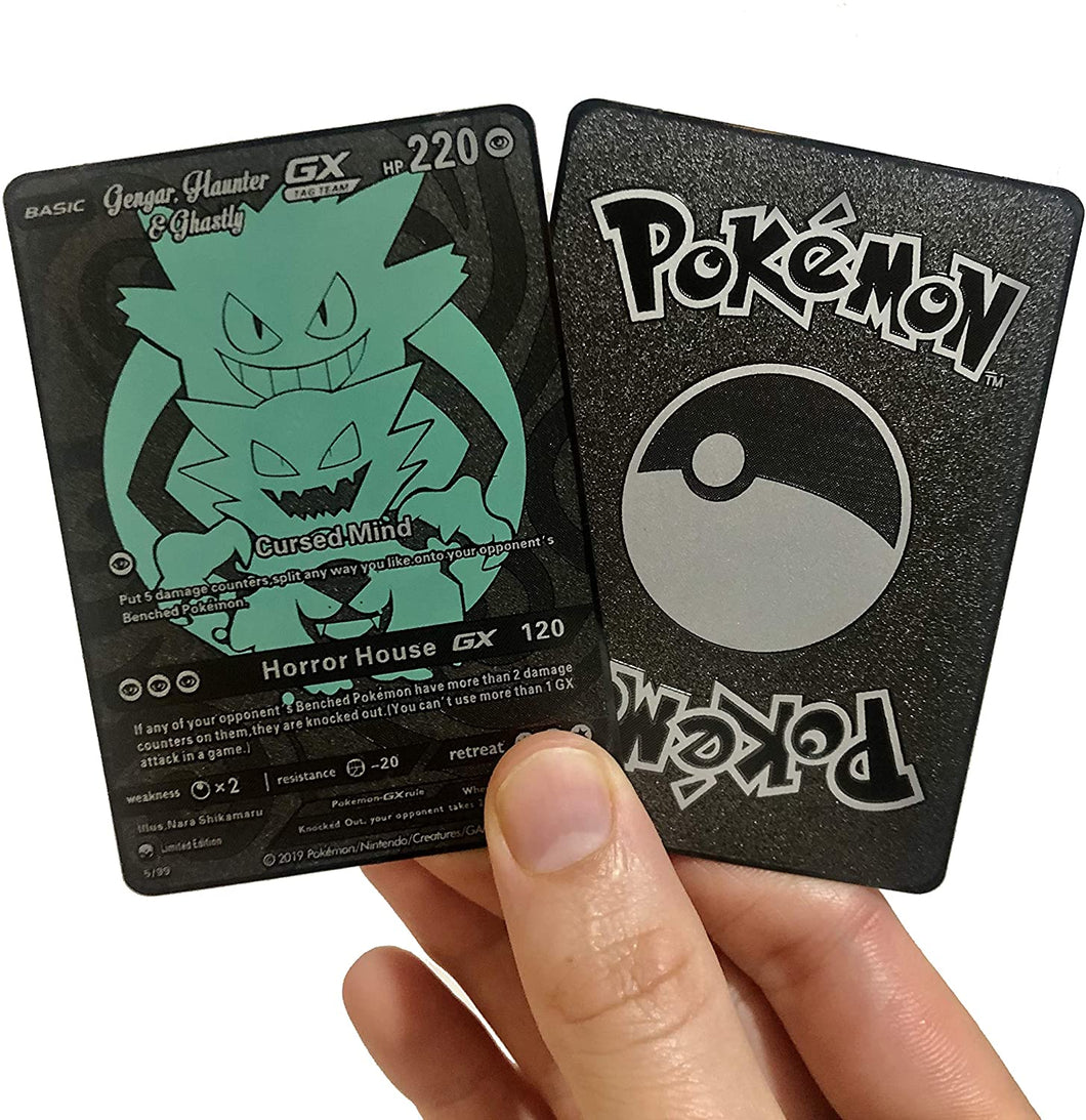 Gengar, Haunter, Ghastly Full Art Custom Metal Pokemon Card
