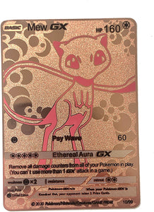 Mew GX Custom Rose Gold Metal Pokemon Card
