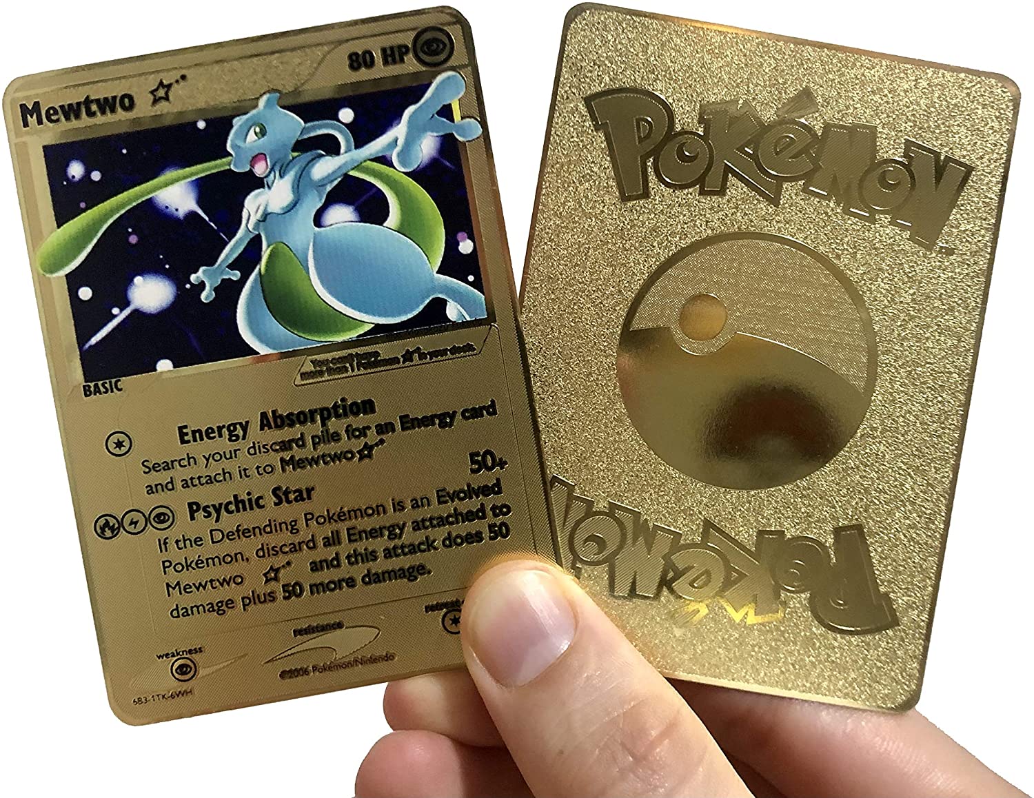 Mavin  Metal Gold Shiny Mewtwo Star & Ancient Mew Custom Pokemon Go Card  Amiibo Promo