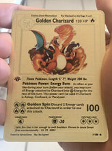 Load image into Gallery viewer, Golden Charizard Custom Metal Pokemon Card
