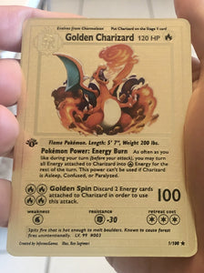 Golden Charizard Custom Metal Pokemon Card
