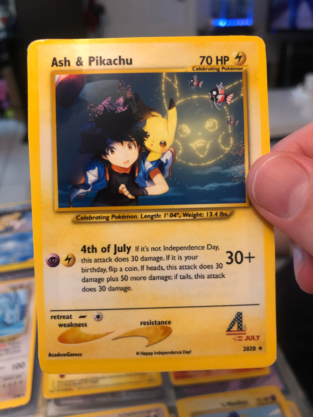 4th of July Ash & Pikachu Custom Pokemon Card