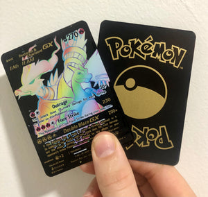 Reshiram & Charizard GX Tag Team Rainbow Gold Metal Pokemon Card
