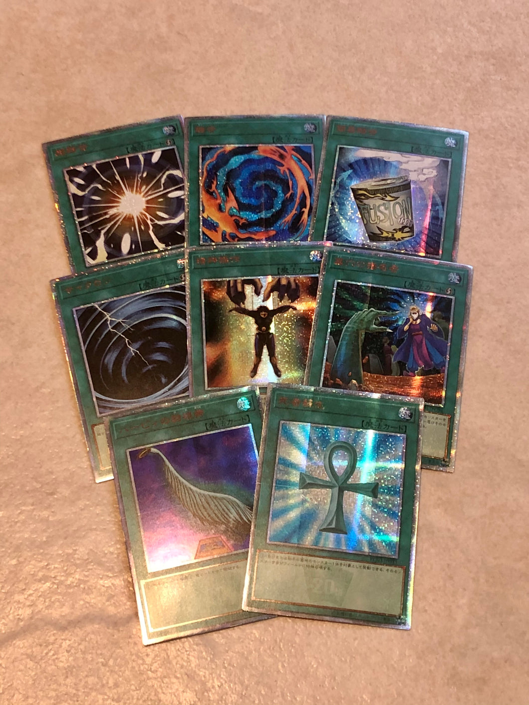 Set of 8 Spell & Trap Cards Custom Prismatic Rare Yugioh Cards