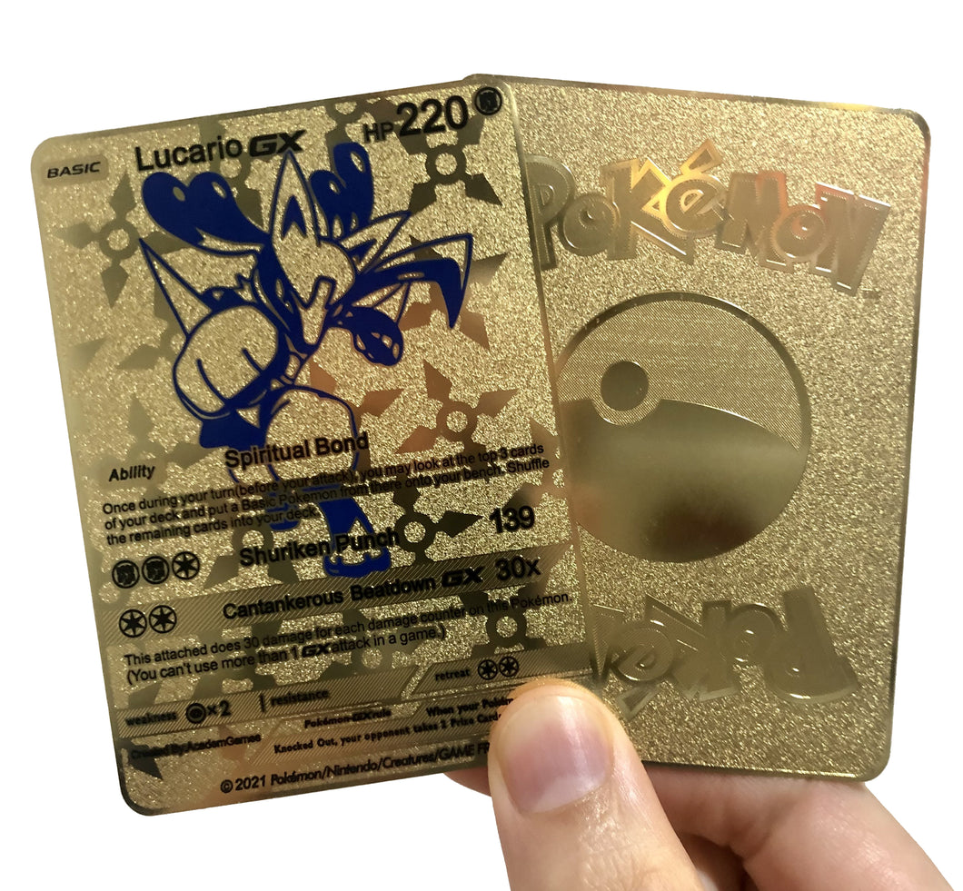 Metal Gold Shiny Mega Lucario GX EX Pokemon Card Full Art SV Custom Hidden  Fates Values - MAVIN