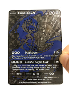 Lunala GX Metal Pokemon Card