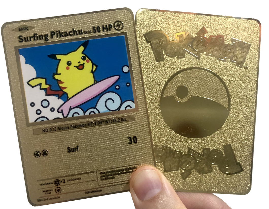 Surfing Pikachu Custom Metal Pokemon Card