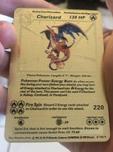 Load image into Gallery viewer, Asian Art Charizard gold metal Pokemon card
