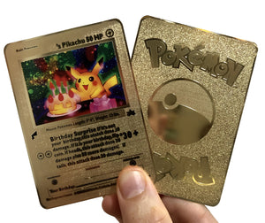 Birthday Pikachu Custom Metal Pokemon Card