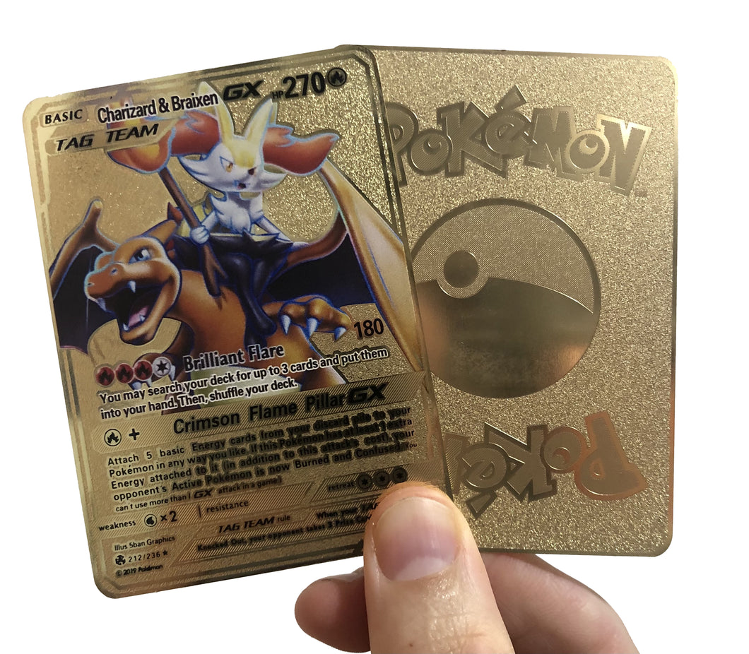 Charizard & Braixen GX 22/236 Custom Metal Pokemon Card