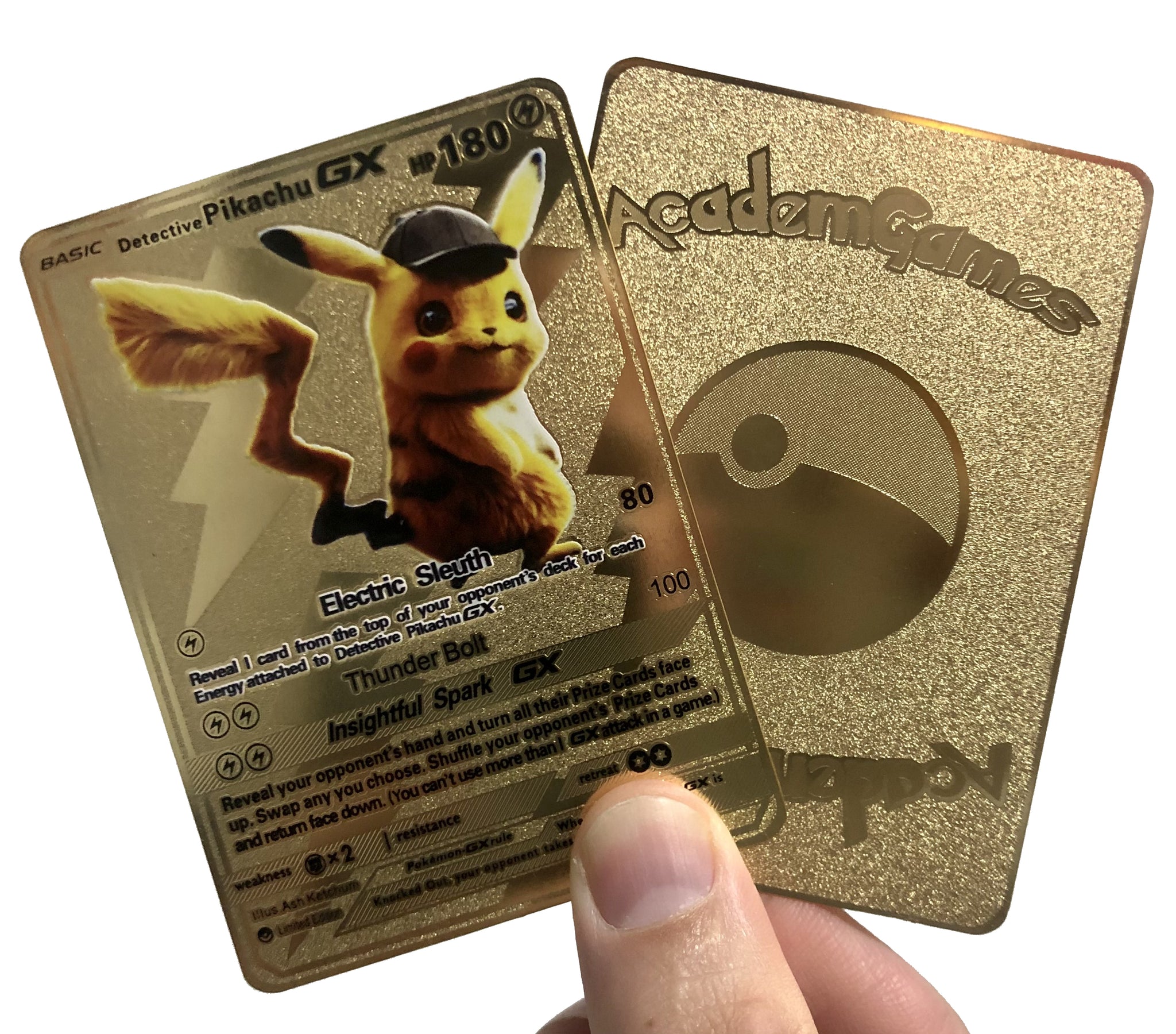 GOLD Detective Pikachu GX metal collector's Replica