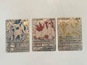 Raikou, Entei and Suicune Full Art Silver Metal Pokemon Cards