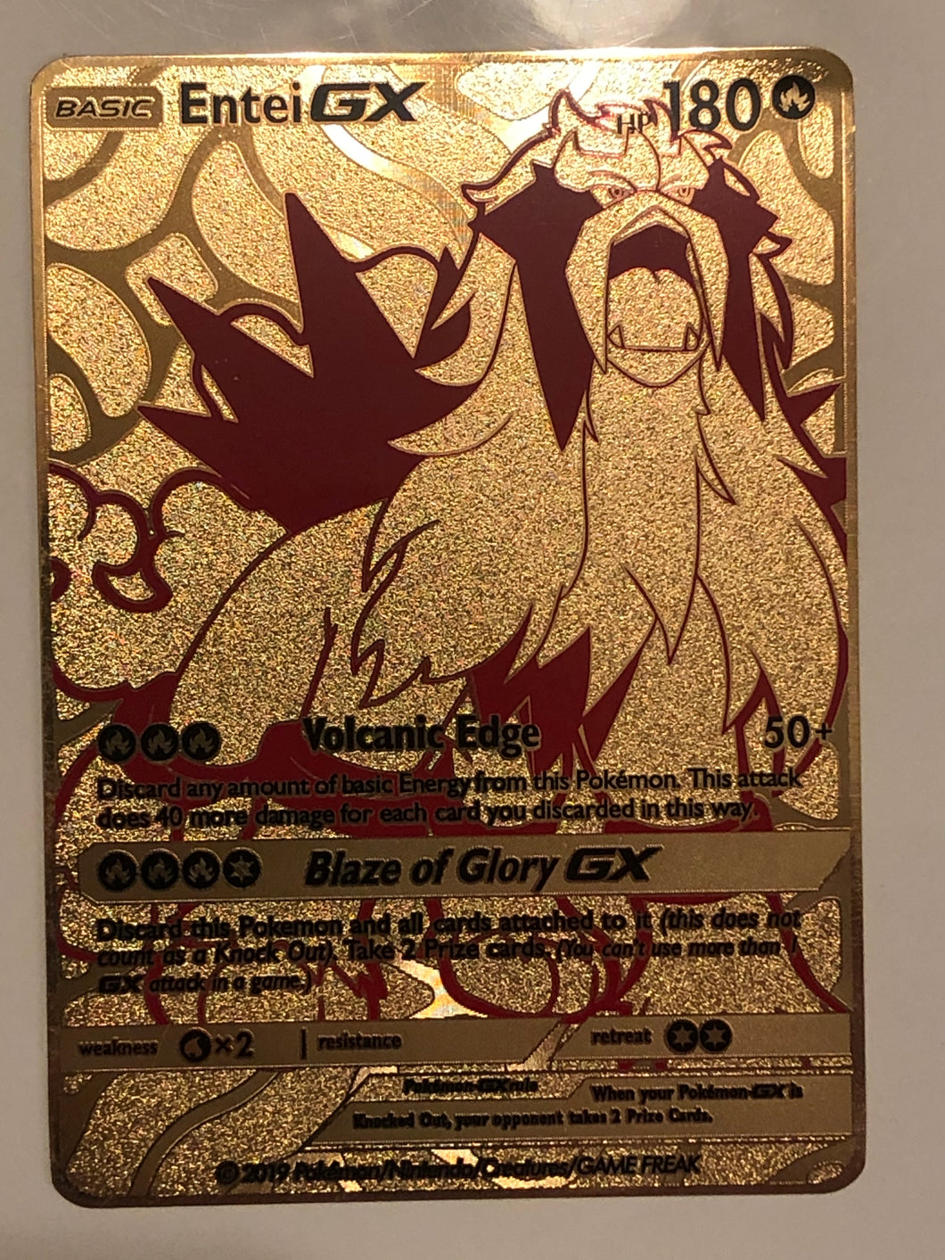 Entei GX Full Art Custom Metal Pokemon Card