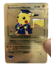 Load image into Gallery viewer, Graduation Pikachu Custom Metal Pokemon Card
