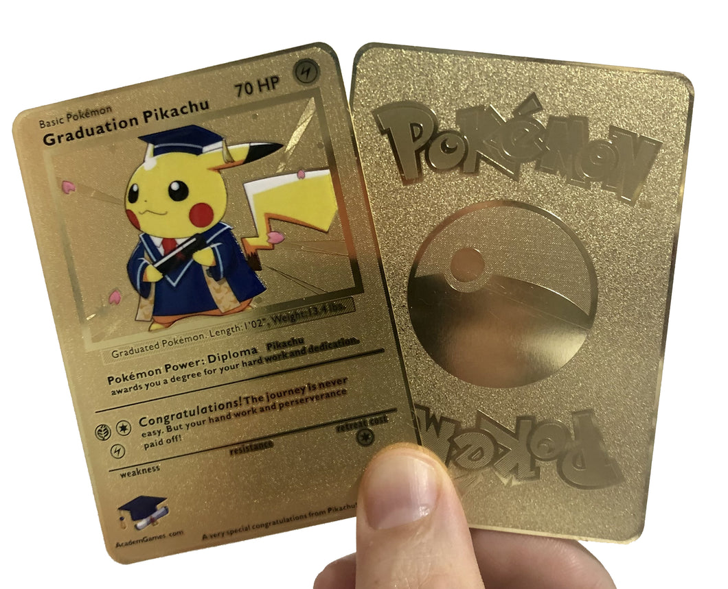 Graduation Pikachu Custom Metal Pokemon Card