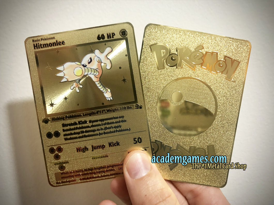 Hitmonlee Fossil 1st Edition Metal Pokemon Card
