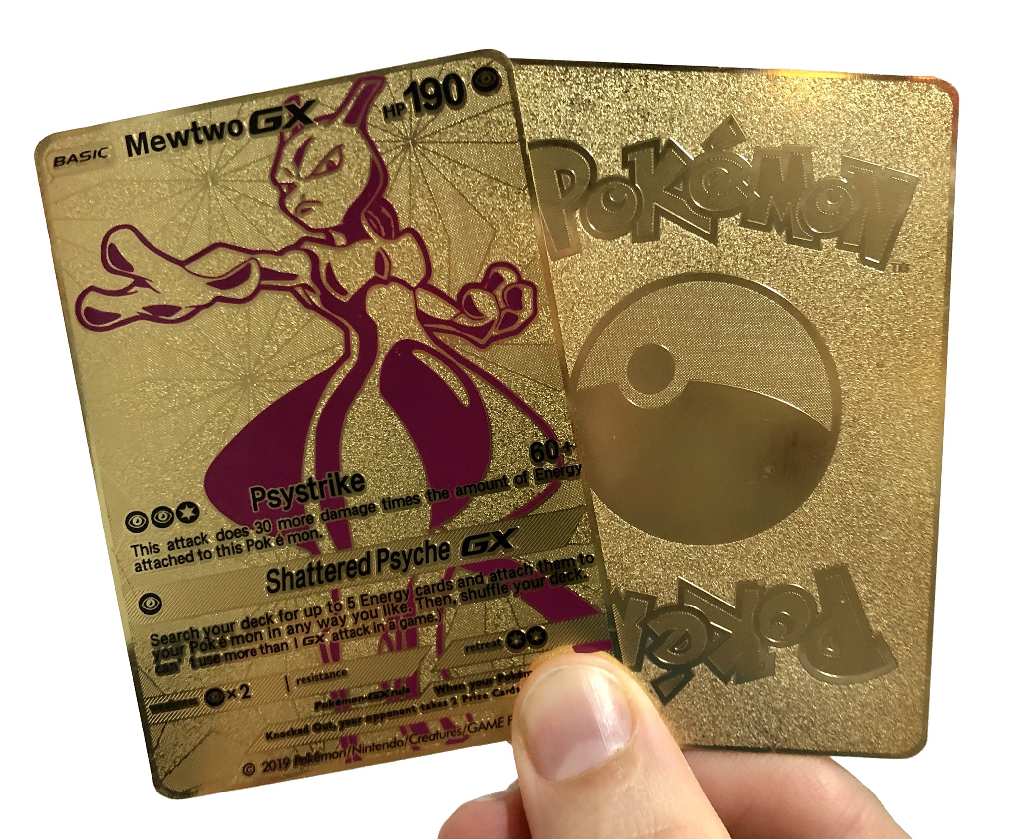 Mewtwo GX Full Art Shiny Gold Metal Card