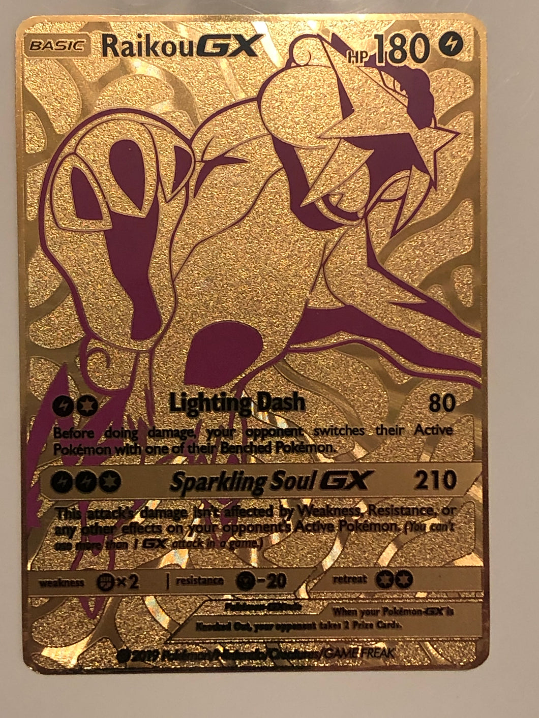 Raikou GX Full Art Custom Metal Pokemon Card
