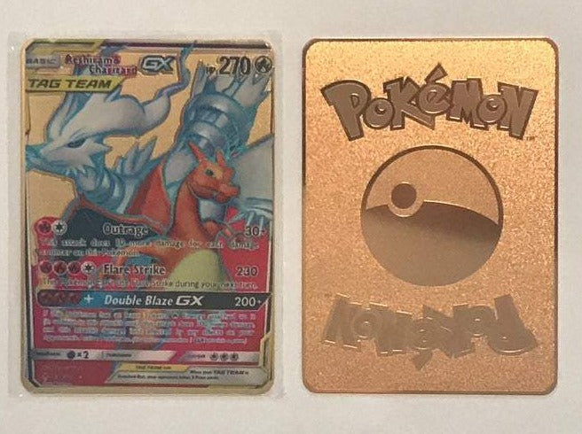 Reshiram & Charizard GX Custom Metal Pokemon Card – AcademGames