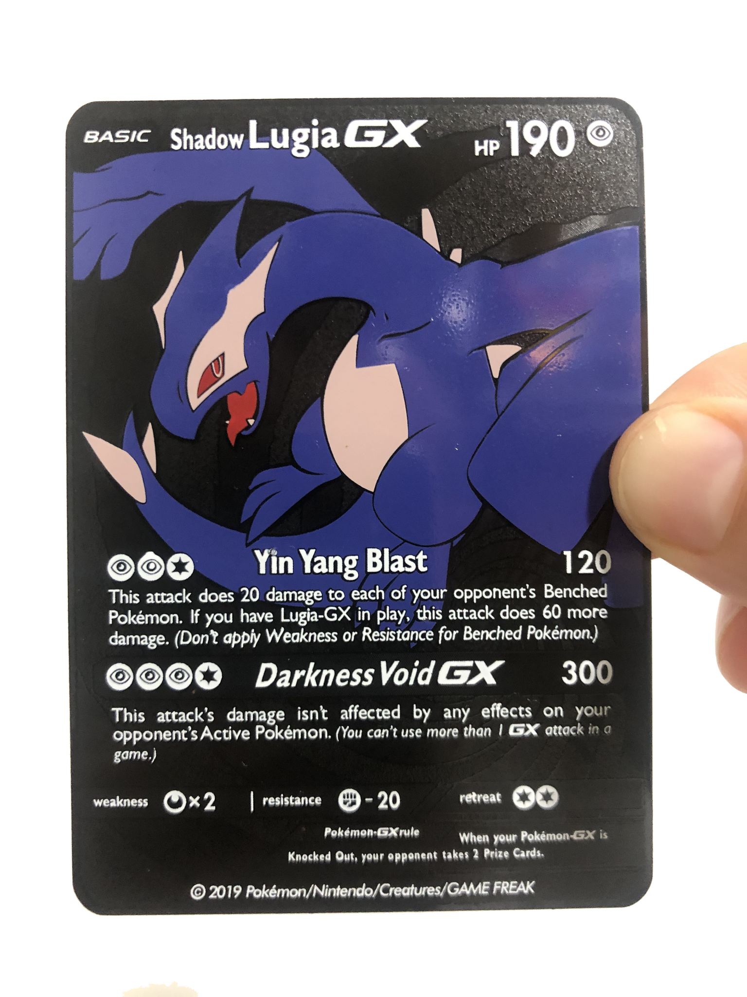 Pokemon Lugia GX Custom Full Art Metal Pokemon Card 