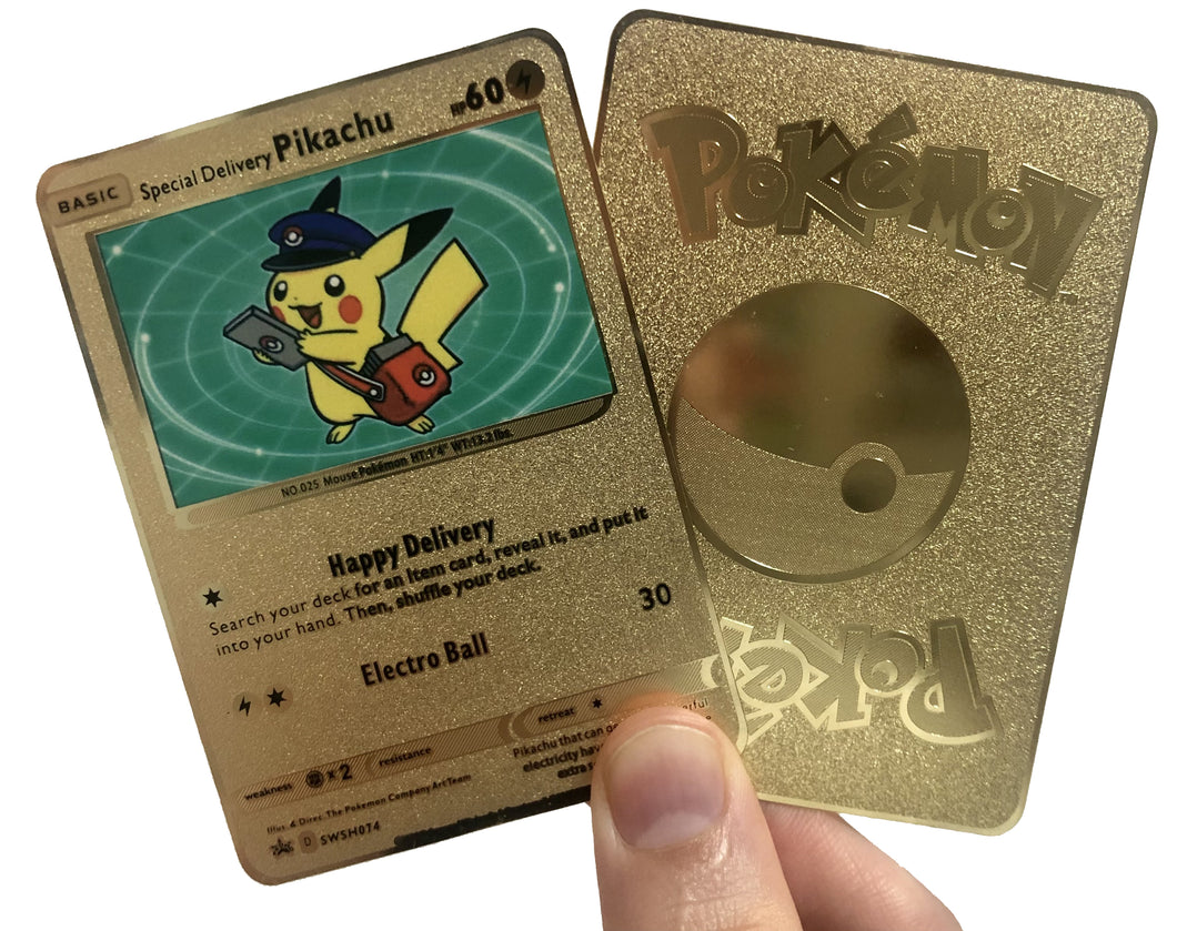 Special Delivery Pikachu Custom Metal Pokemon Card